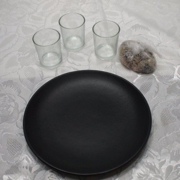 5 Pc Black Round Candle Holder Set - Picture 2 of 4